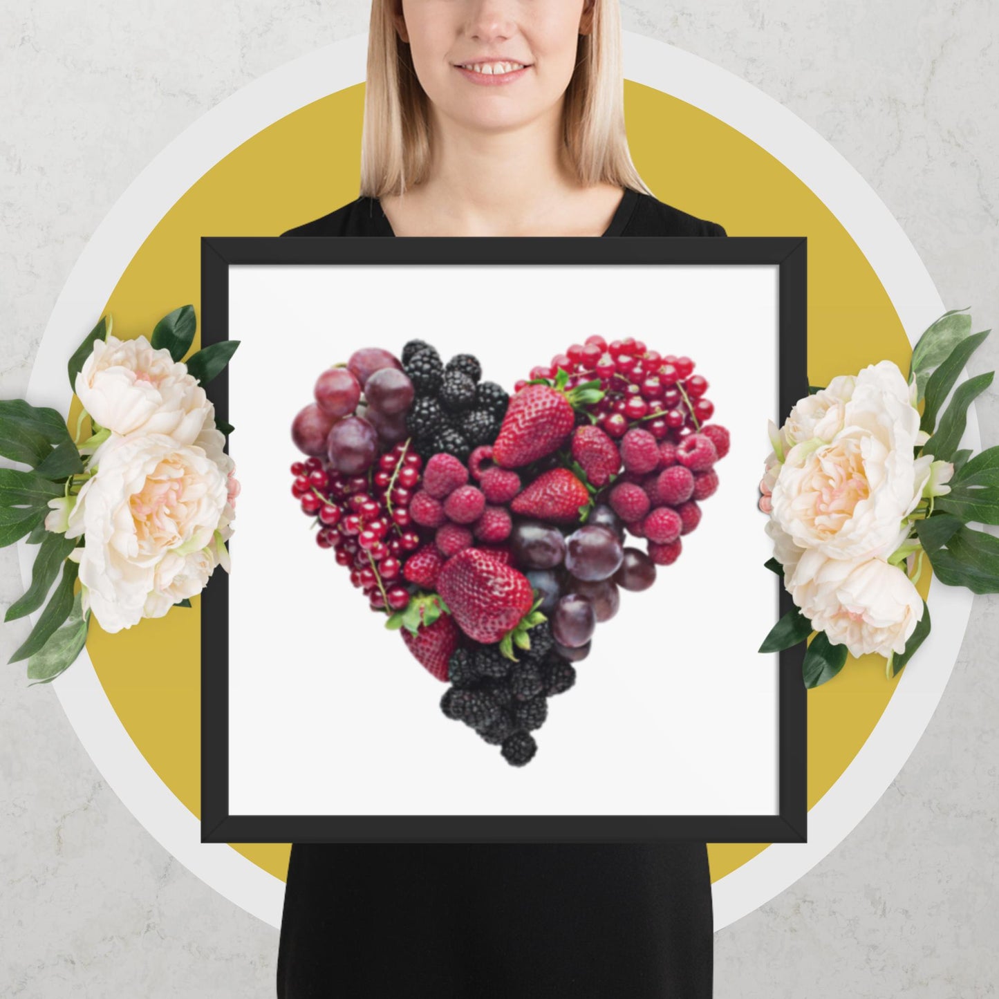 Fruit Platter in a Heart Formation - Framed photo paper poster