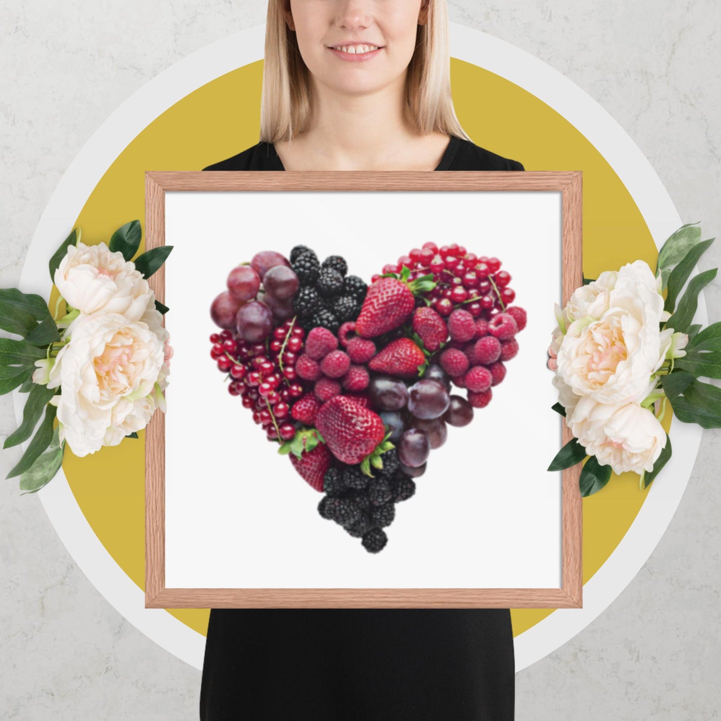 Fruit Platter in a Heart Formation - Framed photo paper poster