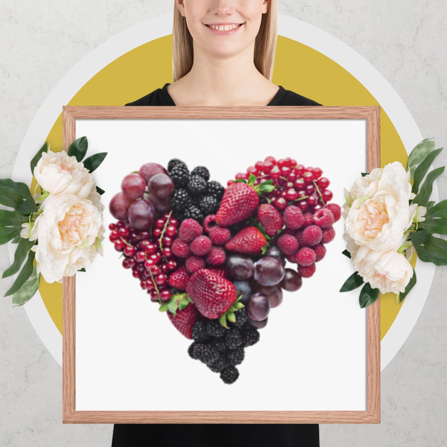 Fruit Platter in a Heart Formation - Framed photo paper poster