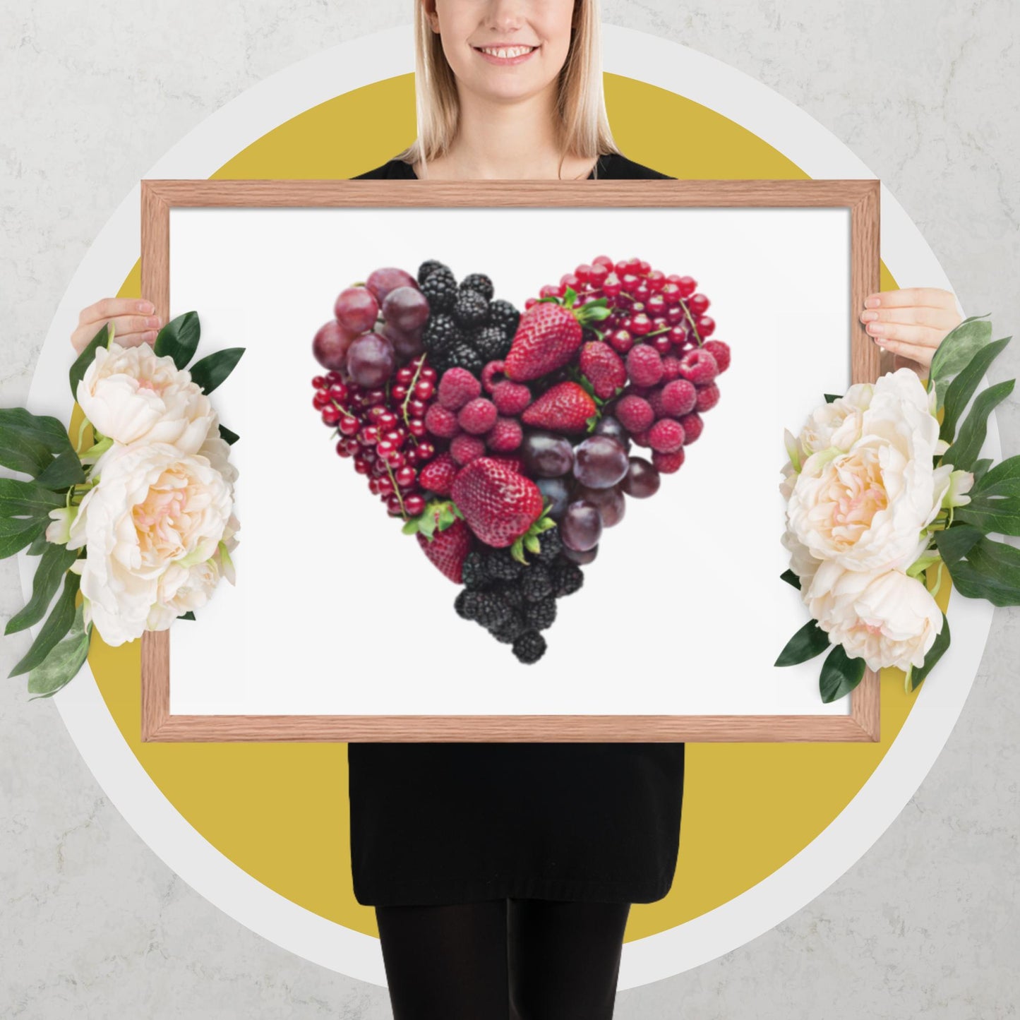 Fruit Platter in a Heart Formation - Framed photo paper poster