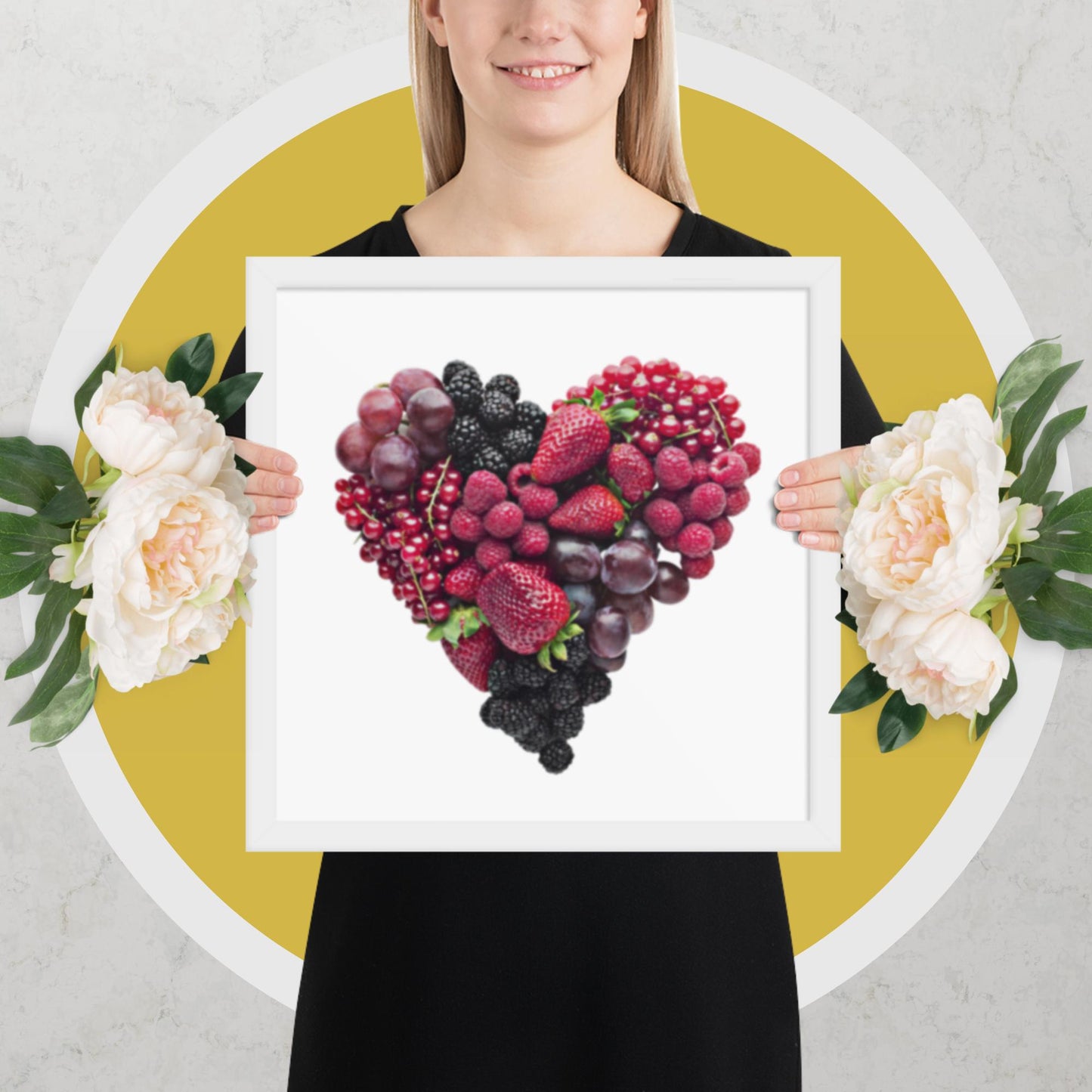 Fruit Platter in a Heart Formation - Framed photo paper poster