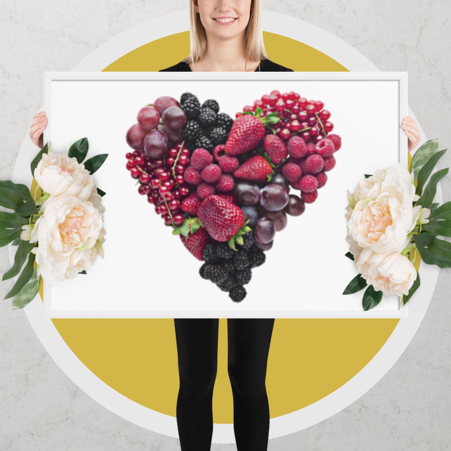 Fruit Platter in a Heart Formation - Framed photo paper poster