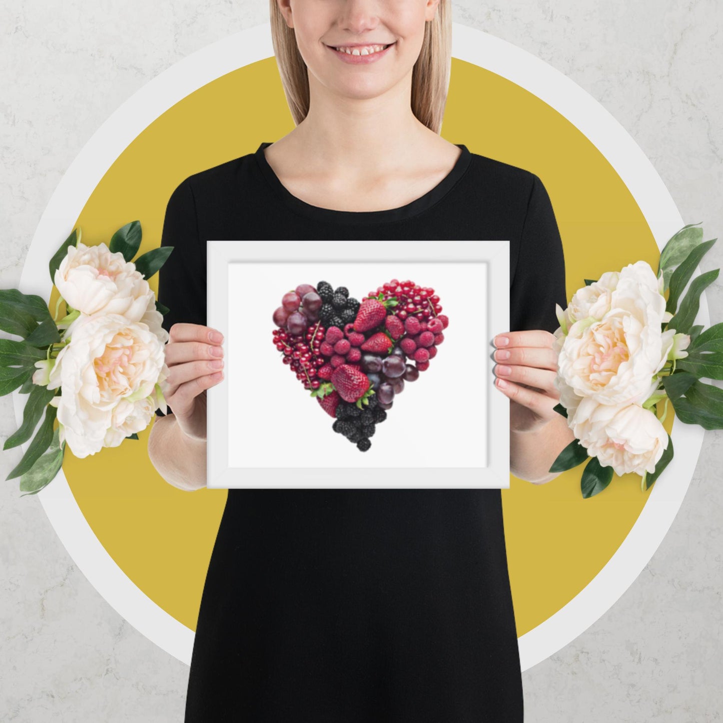 Fruit Platter in a Heart Formation - Framed photo paper poster