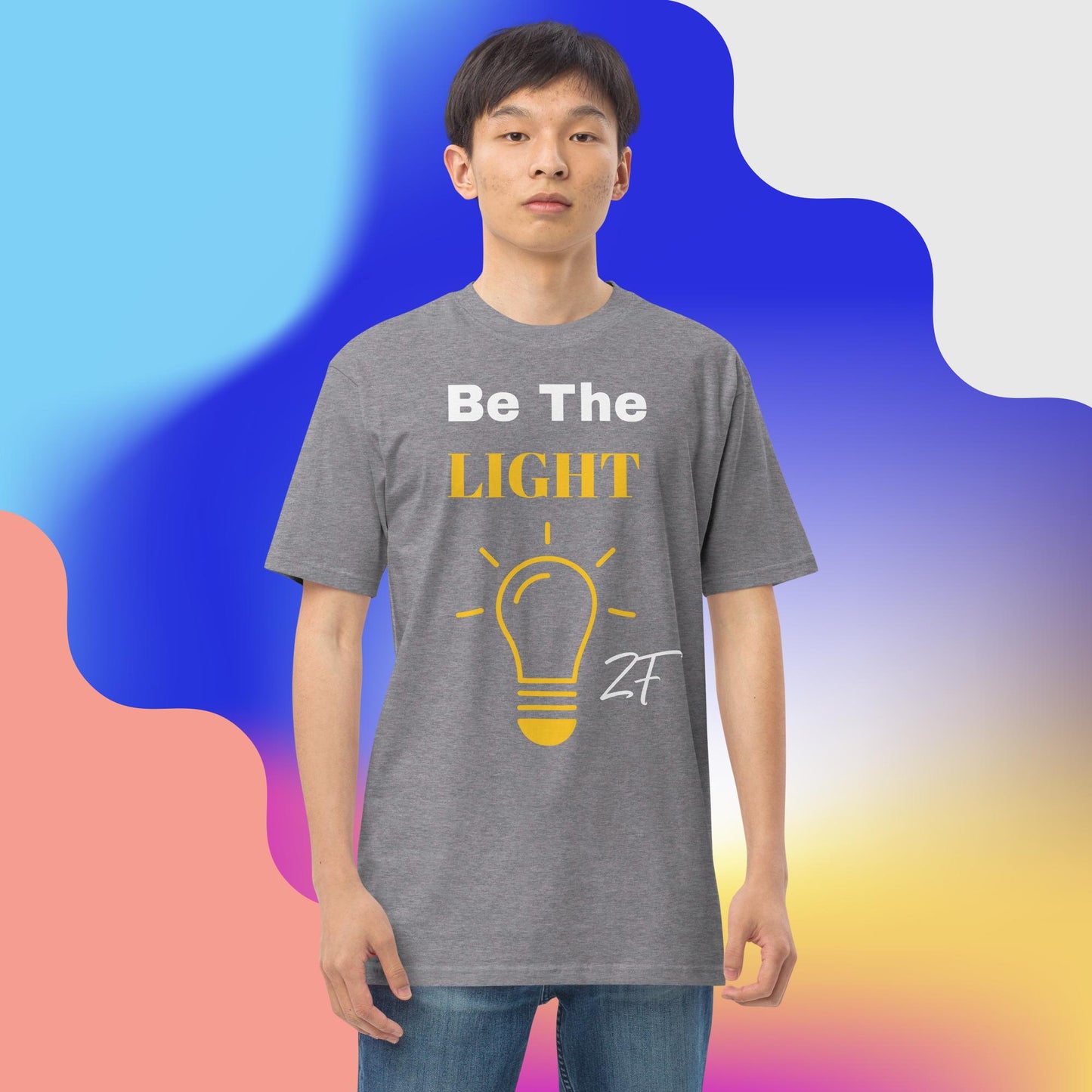 Men’s premium heavyweight tee-shirt  - Be The Light