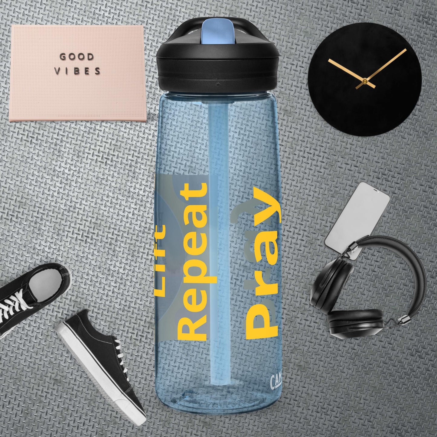 Pray, Lift, Repeat - Sports water bottle for gym and exercise - Zackary Ford Creatives