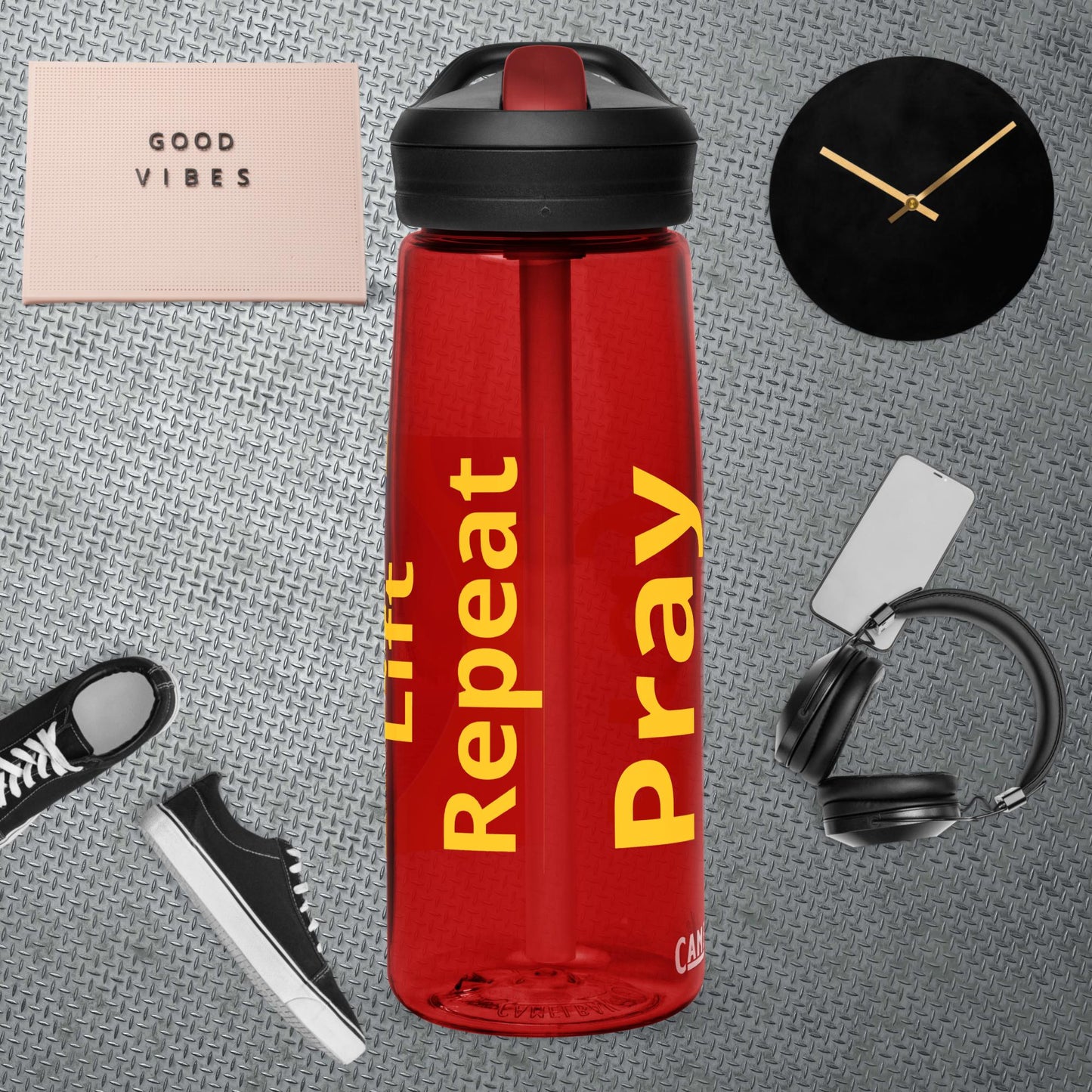 Pray, Lift, Repeat - Sports water bottle for gym and exercise - Zackary Ford Creatives