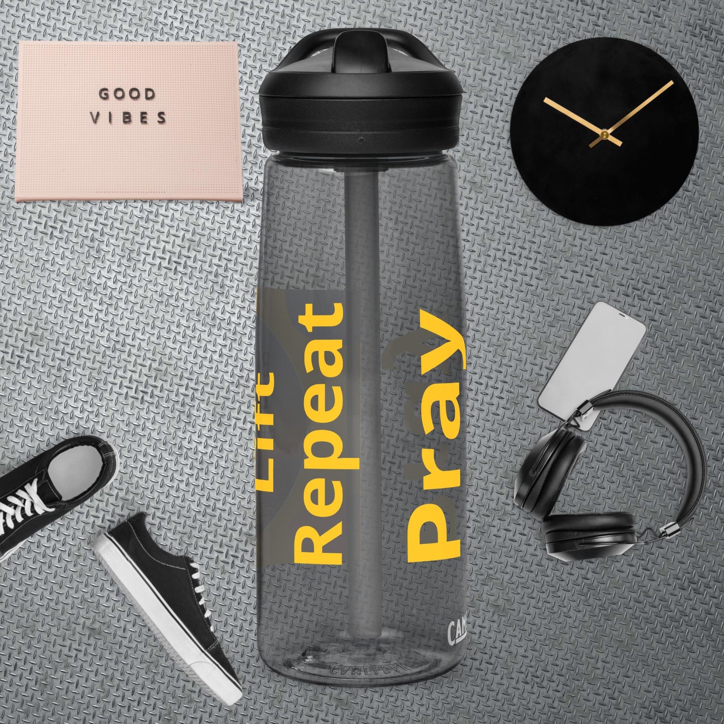 Pray, Lift, Repeat - Sports water bottle for gym and exercise - Zackary Ford Creatives