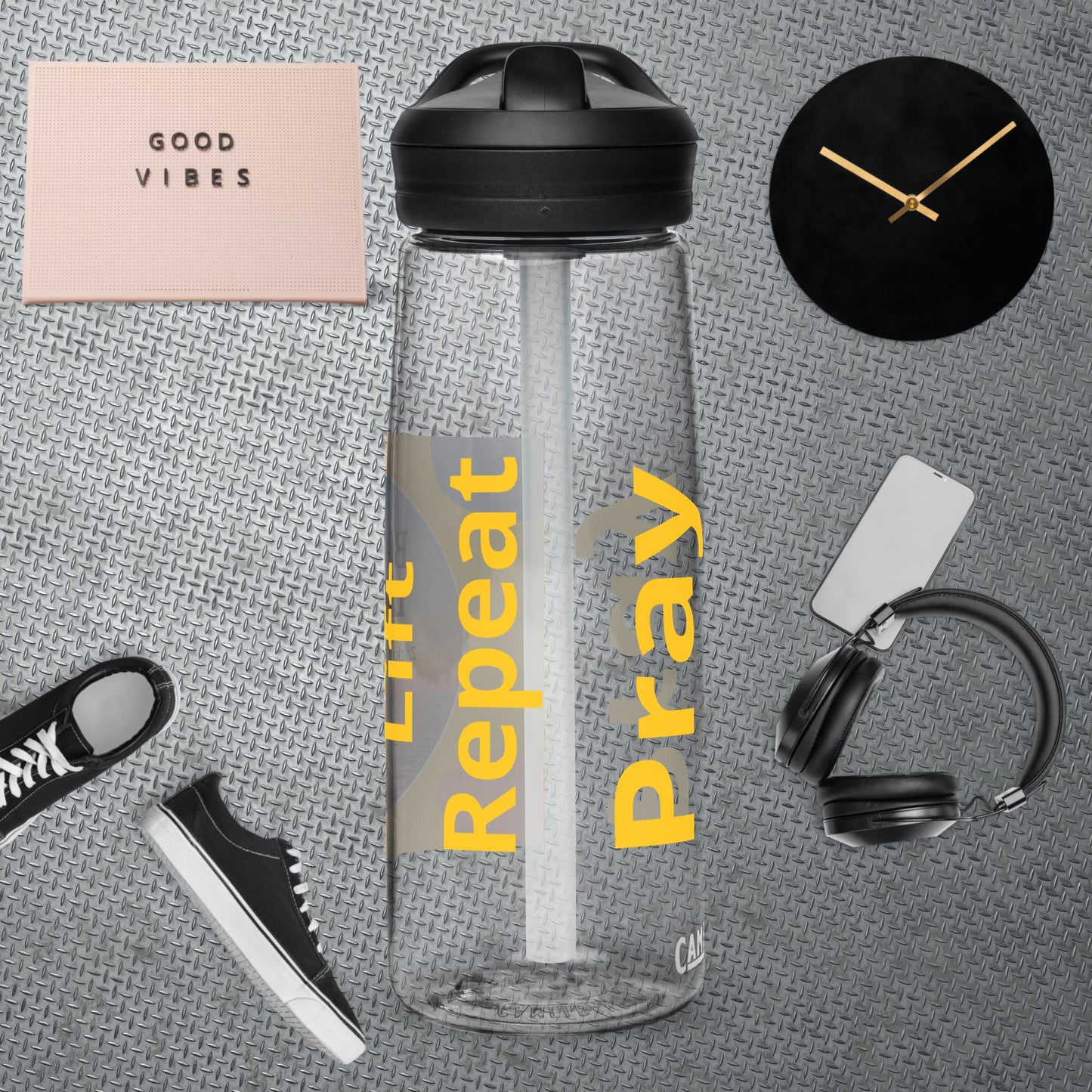 Pray, Lift, Repeat - Sports water bottle for gym and exercise - Zackary Ford Creatives