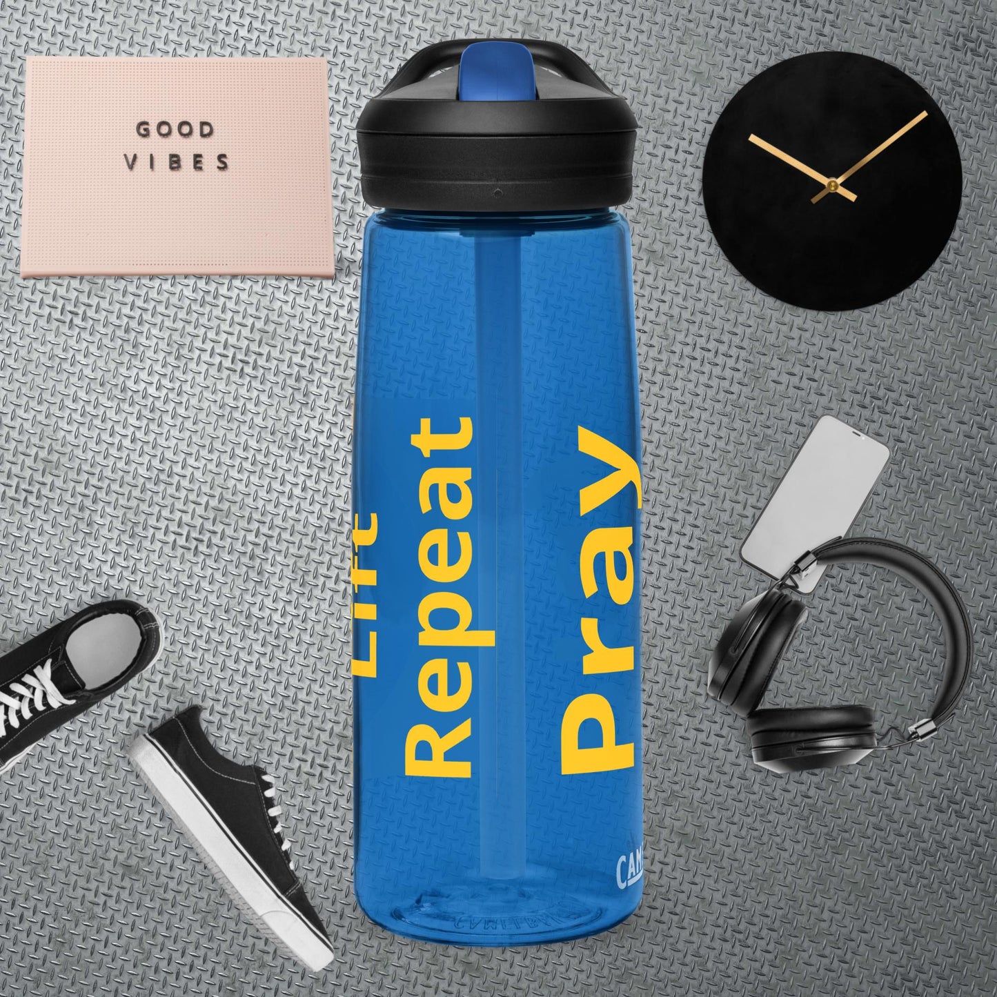 Pray, Lift, Repeat - Sports water bottle for gym and exercise - Zackary Ford Creatives